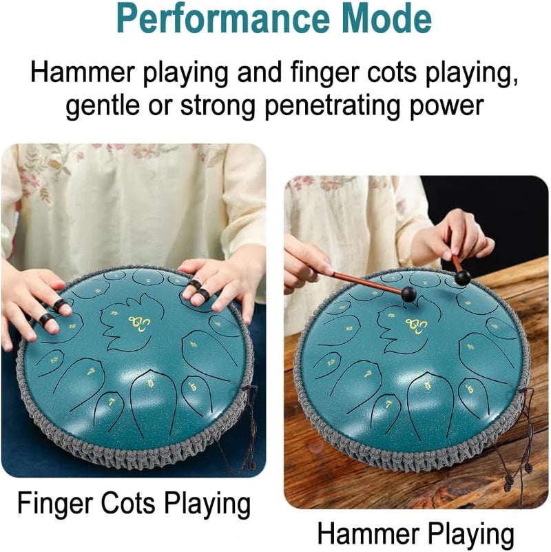 YoungMonic Steel Tongue Drum 12 Inches 15 Notes C Major Steel Drums Rain Chimes for Outside Percussion Instrument with Drum Mallets and Carry Bag - Image 4